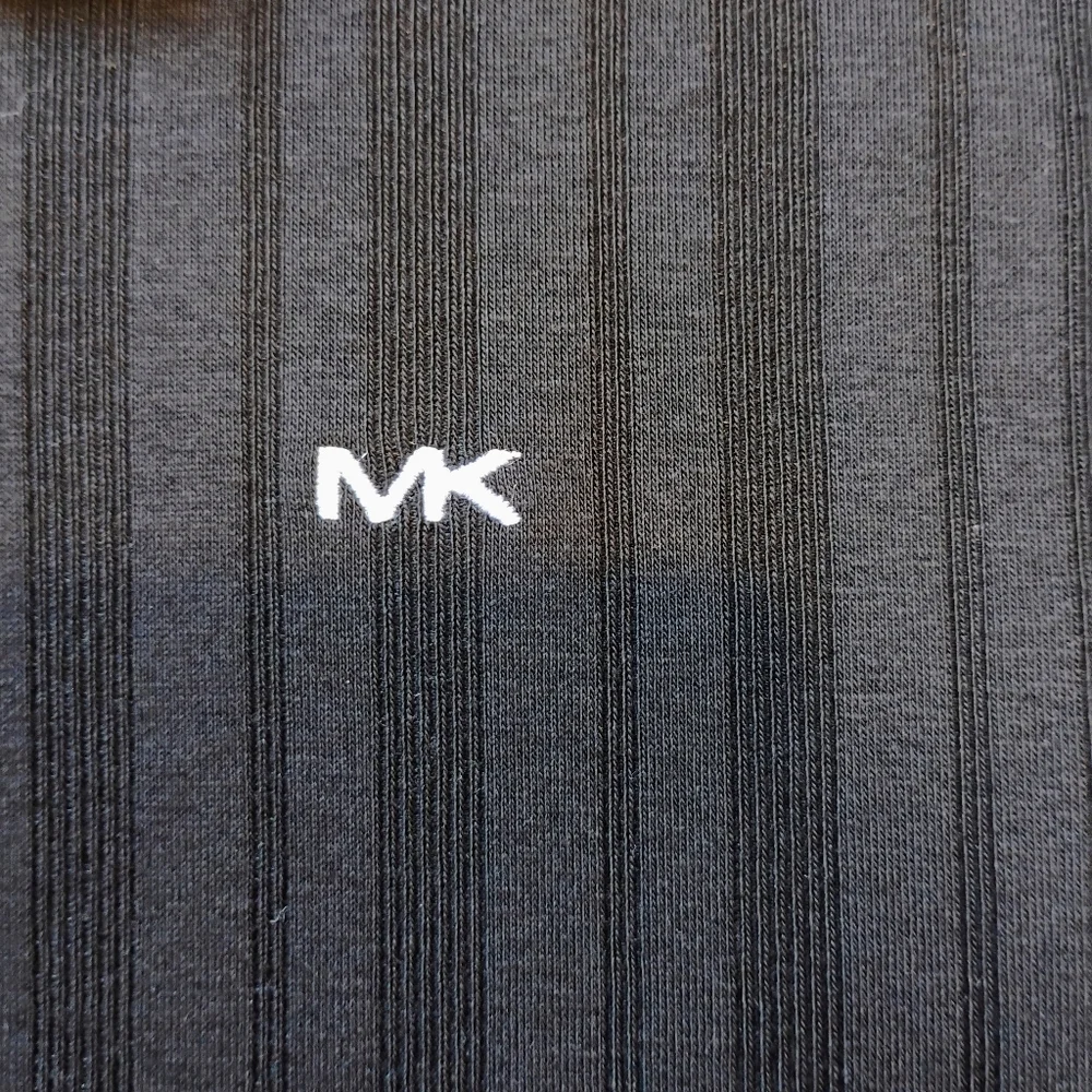 NWT XL Michael Kors Black Tone-on-tone Vertical Textured Stripe Knit Polo Shirt - Picture 5 of 8